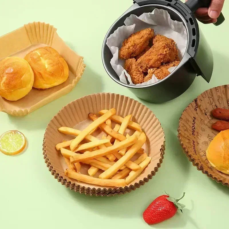 50pcs/set Air Fryer Disposable Paper Parchment Wood Pulp Steamer Cheesecake Air Fryer Accessories Baking Paper For Air Fryer