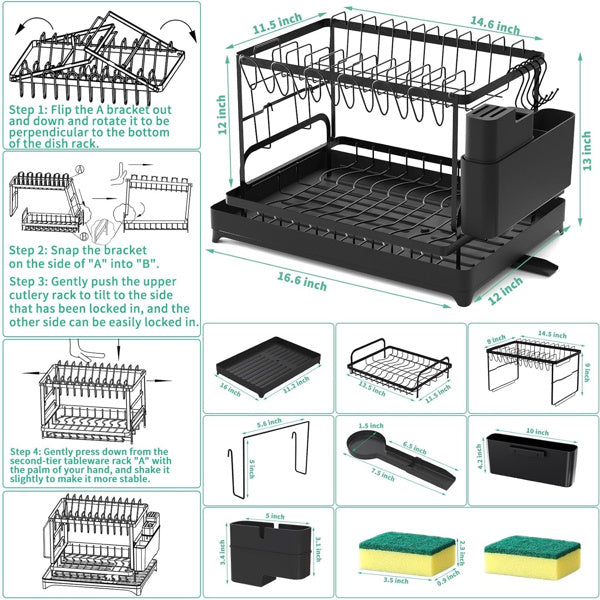 2nd Floor Large Kitchen Counter With Utensil Drying Rack, Equipped With Drainage Board, Prohibited From Sale On Temu Platform, Not Shipped On Weekends